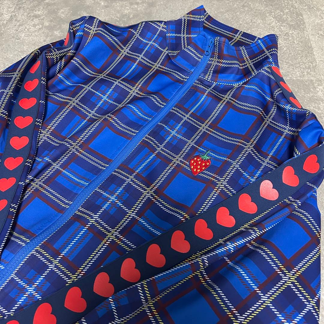 HEIHEI 青 チェック トラックジャケット