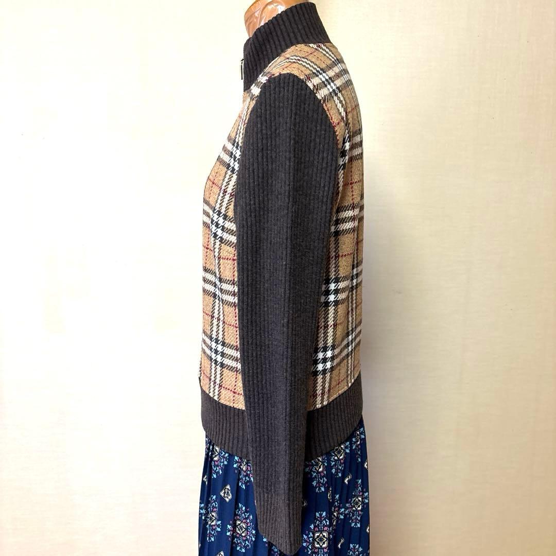 新品バーバリーゴルフ　チェック柄ハイネックニットブルゾン