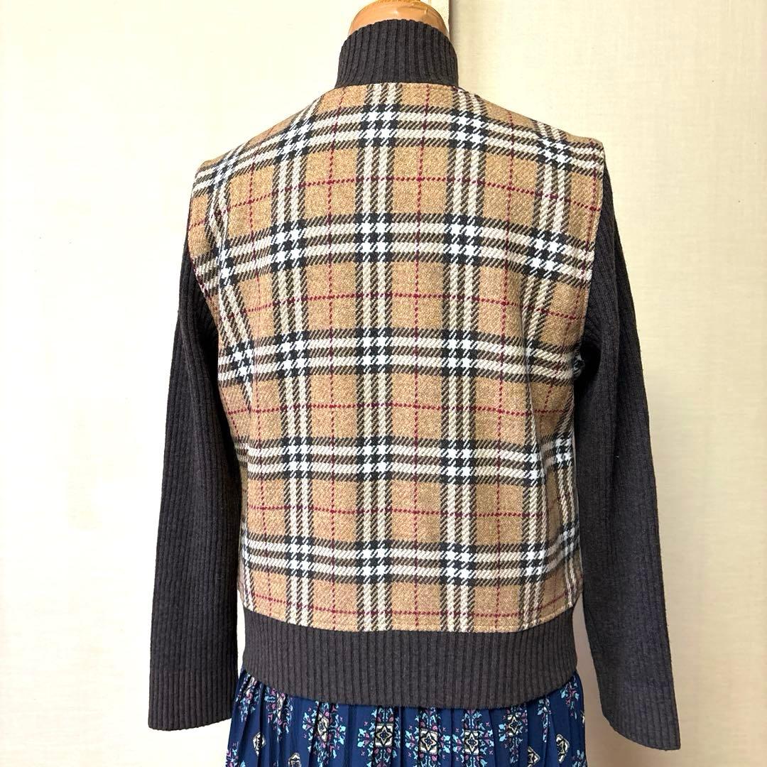 新品バーバリーゴルフ　チェック柄ハイネックニットブルゾン