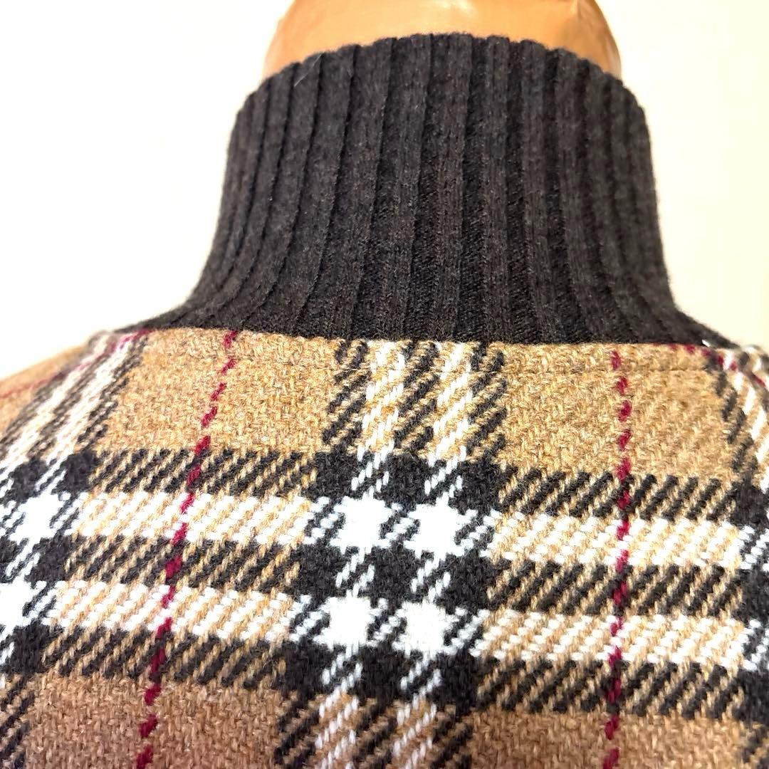 新品バーバリーゴルフ　チェック柄ハイネックニットブルゾン