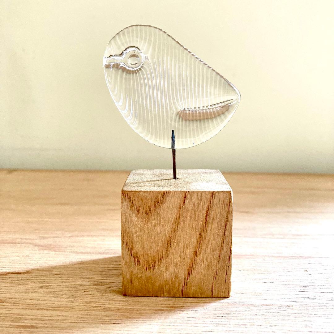 s*e様 【河上恭一郎】ガラス製 鳥のオブジェ 木製台座付き