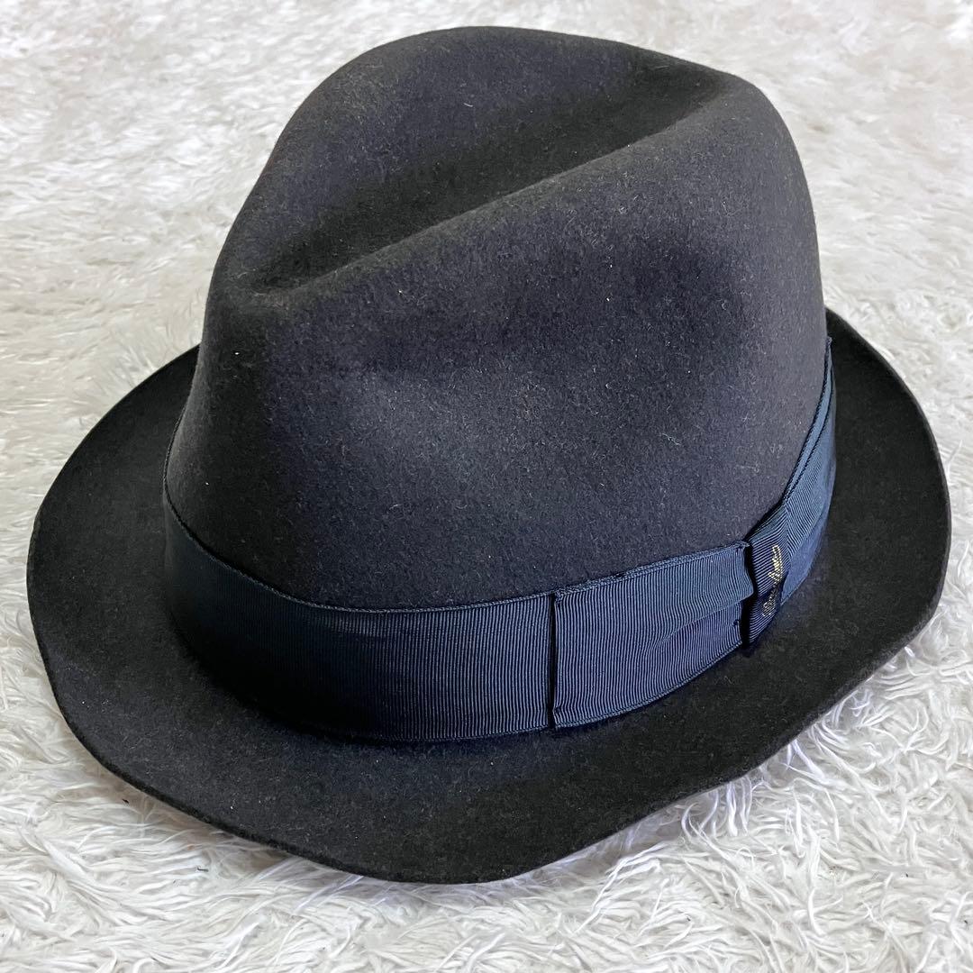 Borsalino ボルサリーノ ラビット リボン 中折れハット 帽子 イタリア