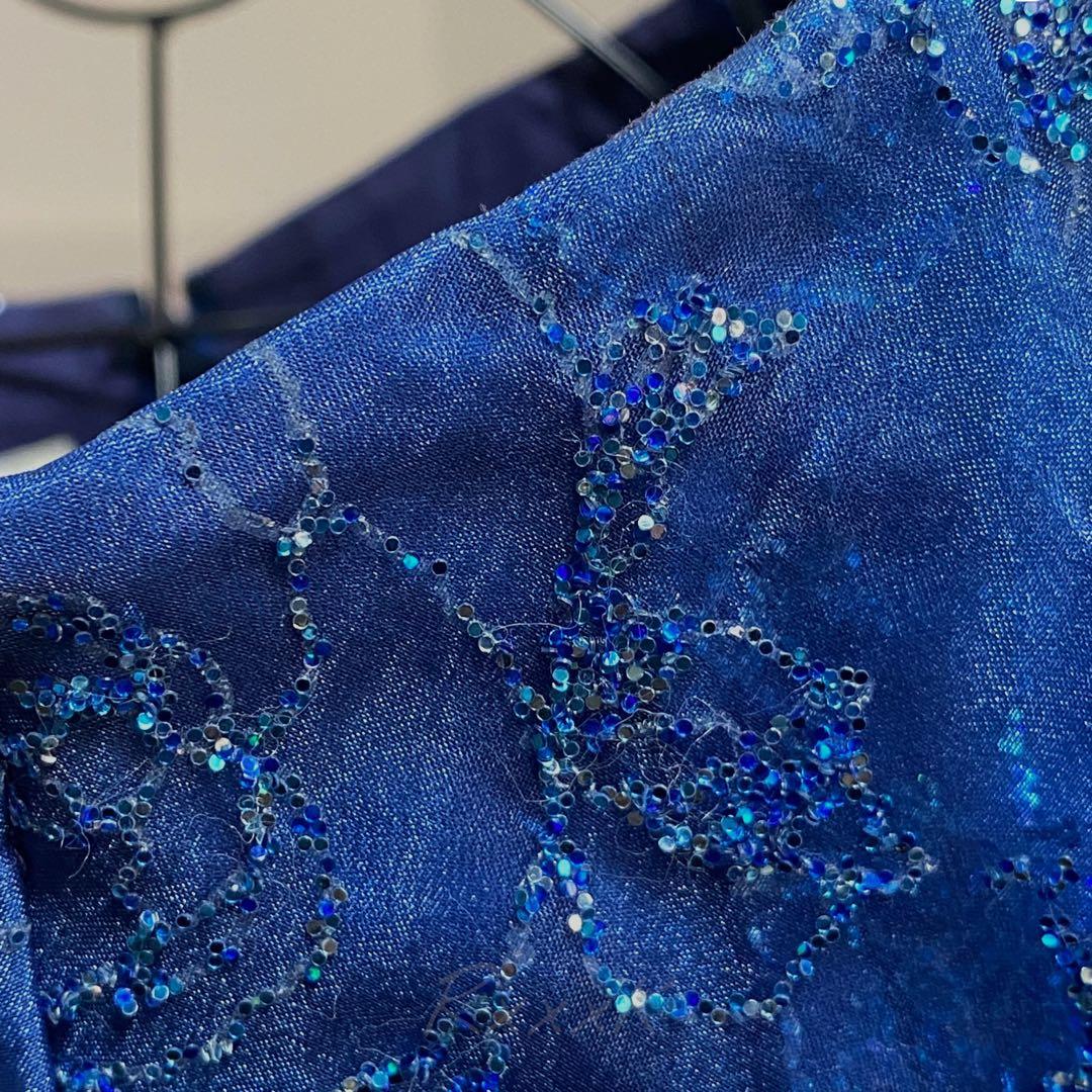 ジュネビビアン 高級 ロングドレス 演奏会 ローズグリッター 青 ダークブルー