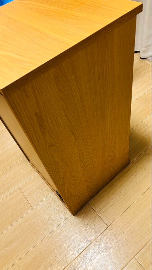 無印良品 木製キャビネット ガラス扉 スリム オーク材