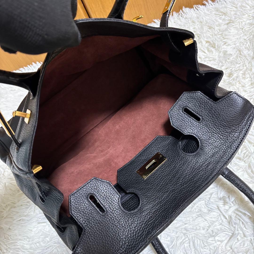 ✨️希少 トップハンドル ハンドバッグ シボ革 レザー 南京錠 カデナ ブラック