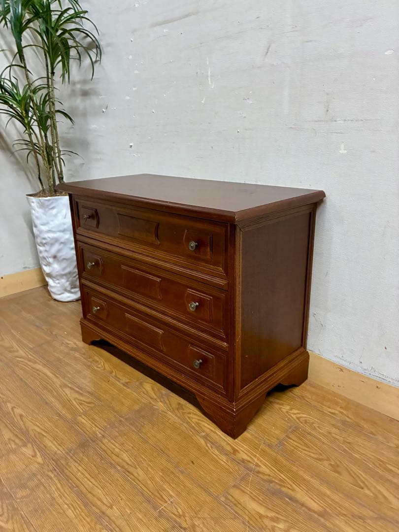 管401☆英国製☆アンティーク☆3段チェスト