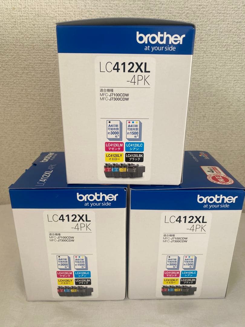 ブラザー工業インクカートリッジ4色パック(大容量)LC412XL-4PK 3個