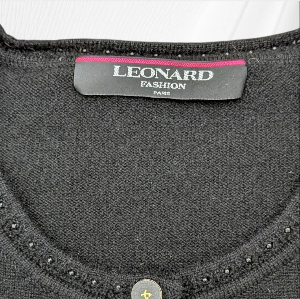 LEONARD レオナール 花柄 カシミヤ混 カーディガン ＬＬ