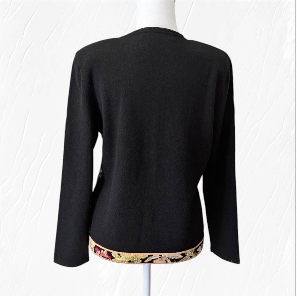 LEONARD レオナール 花柄 カシミヤ混 カーディガン ＬＬ