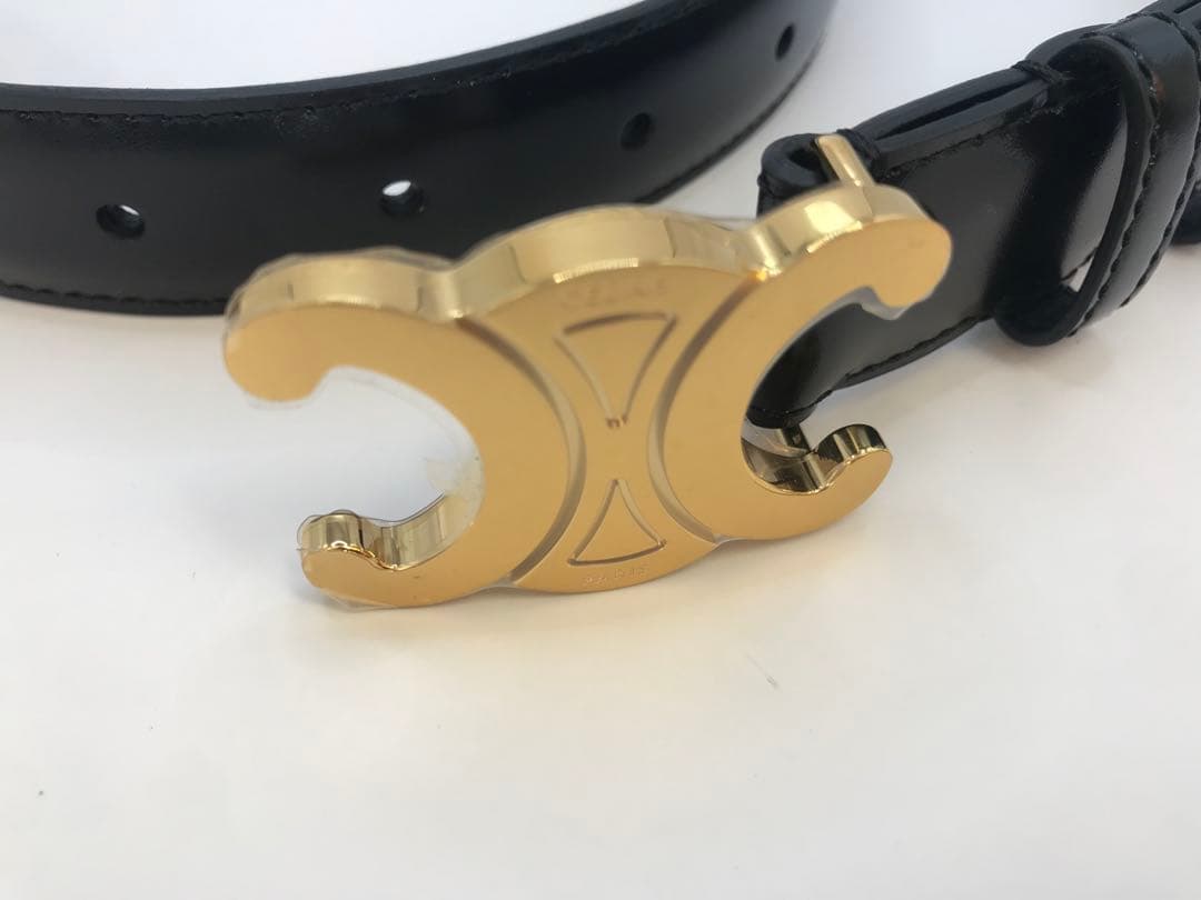 セリーヌ ベルト トリオンフ ゴールド金具 黒サイズ70 レザー保存袋
