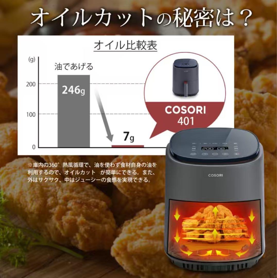 COSORI ノンフライヤー 401 グレー