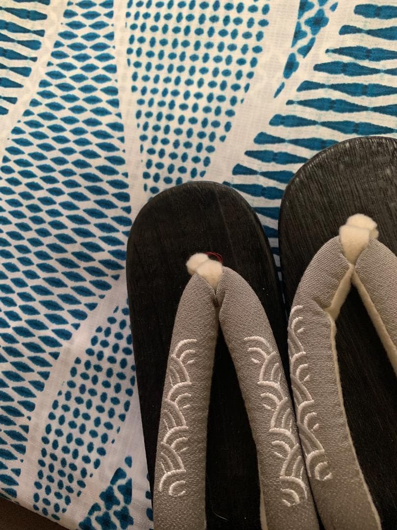 画像の帯の色違い 赤グラデ 帯付き◆◆ノー皺加工最高級カルキュロ◆碧玉波浴衣