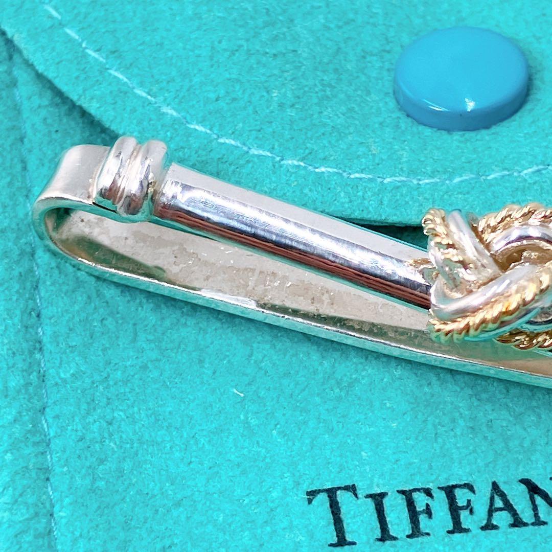 美品 オールドティファニー ノット コンビ タイピン タイバー シルバー k18