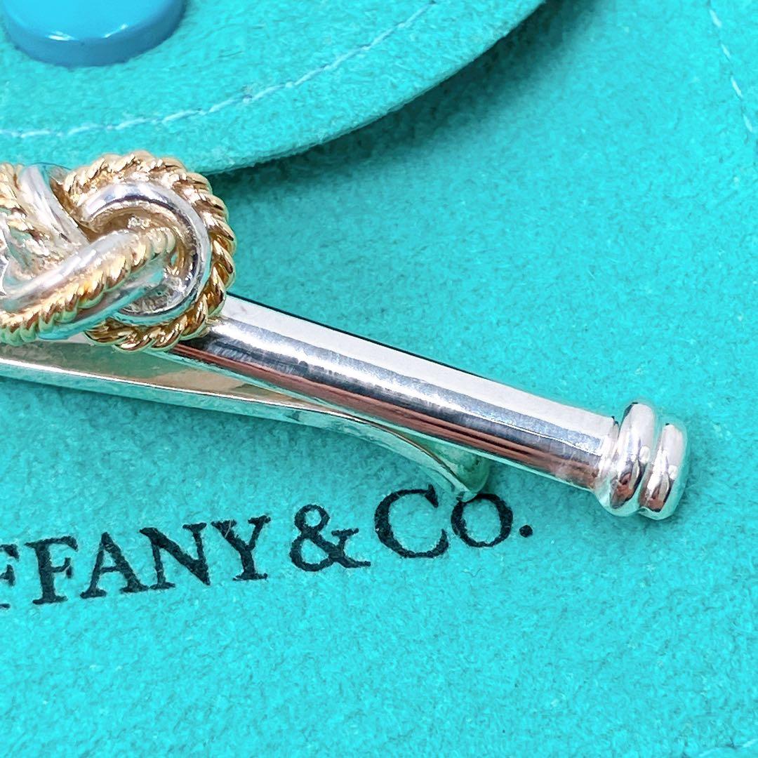 美品 オールドティファニー ノット コンビ タイピン タイバー シルバー k18