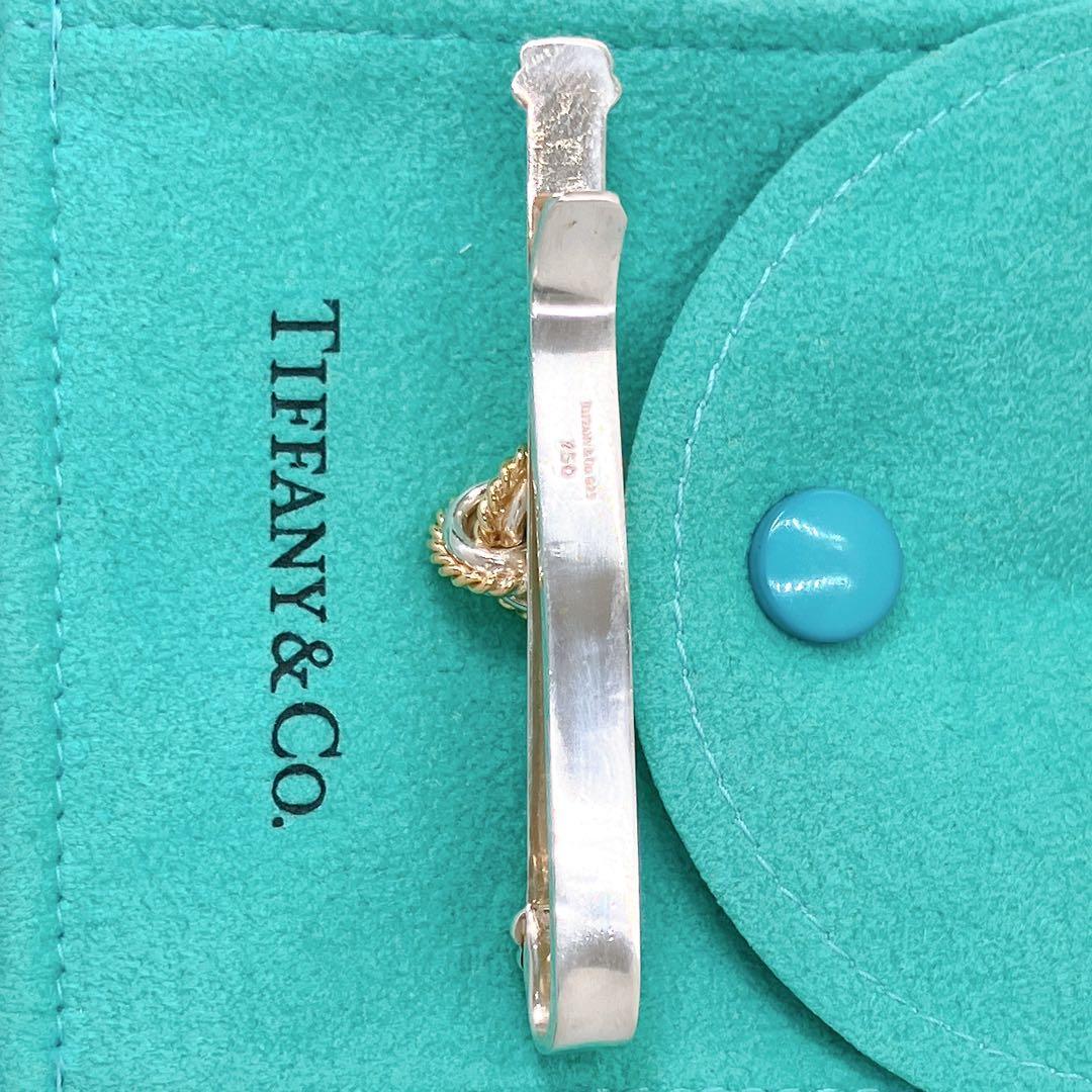 美品 オールドティファニー ノット コンビ タイピン タイバー シルバー k18