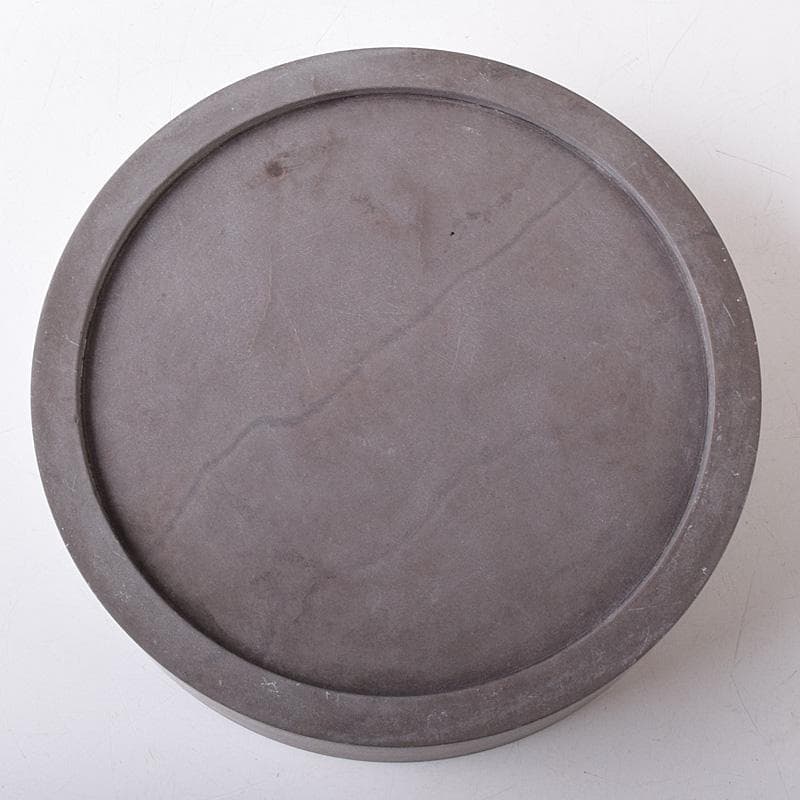 たまご中国　書道具　端渓硯　圓硯　唐木蓋付　C　7575