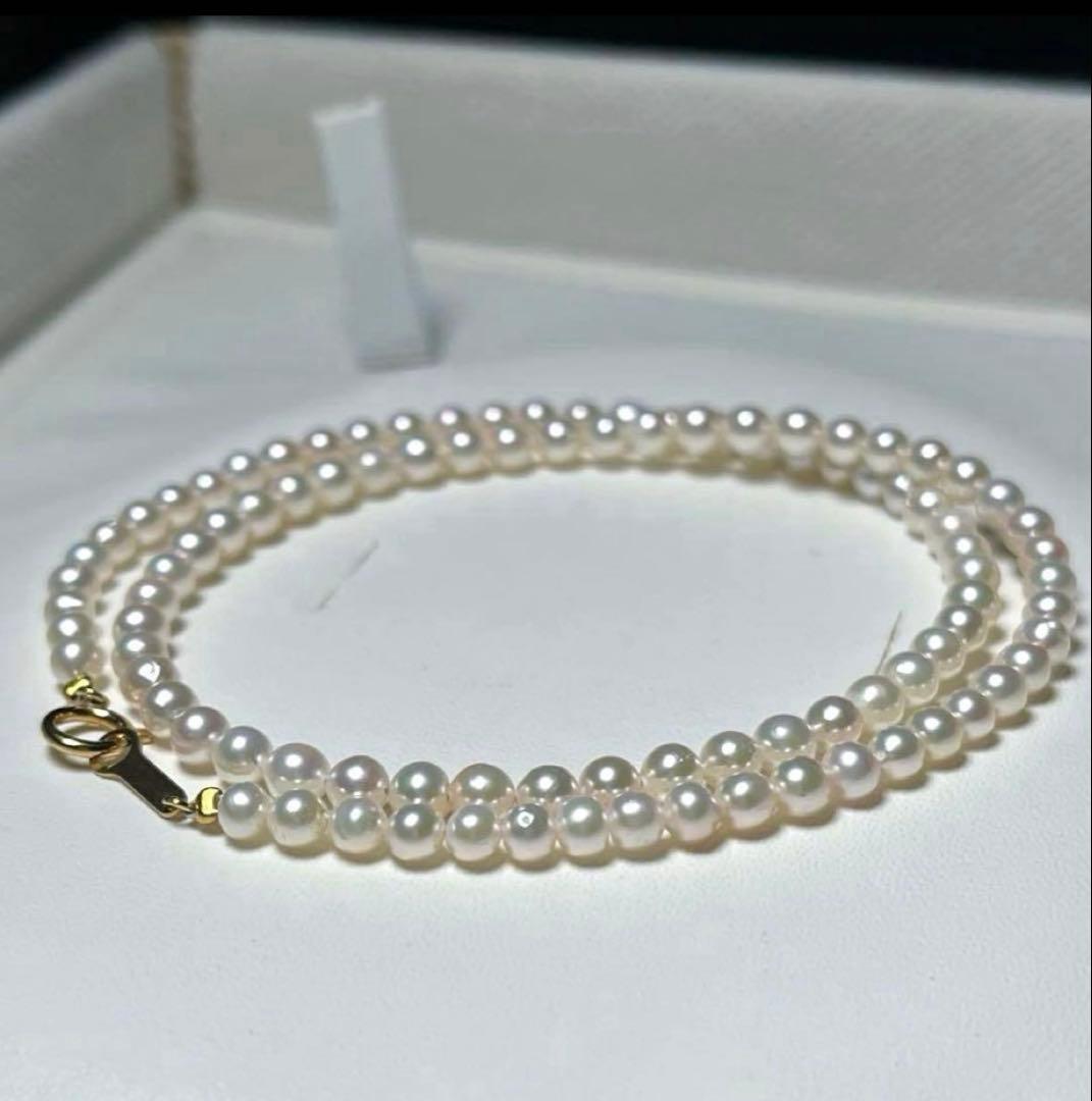 k18 アコヤベビーパール 花珠級のテリ巻き あこや 3.4〜4.0㎜ M679