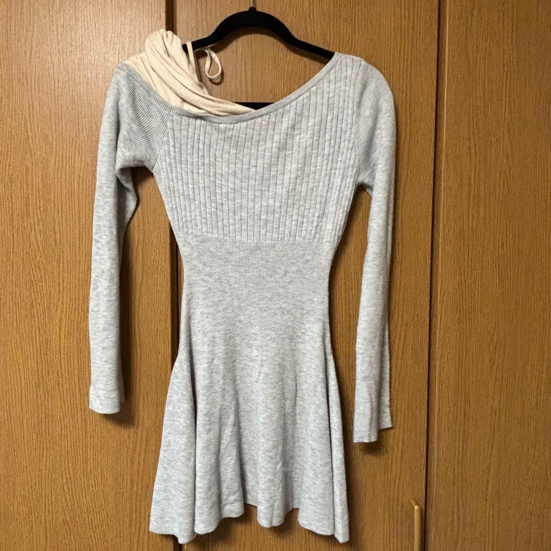 Helen knit flare mini dress グレー