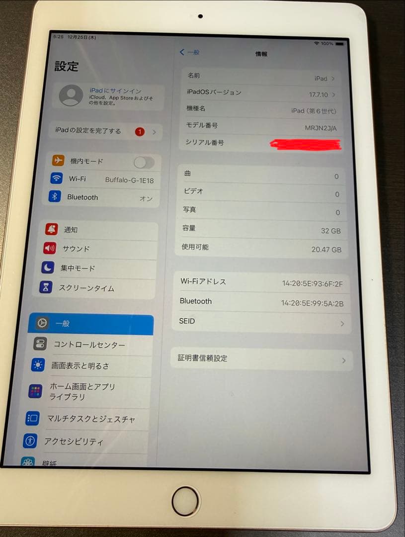 iPad 第6世代　32GB 10.2インチ 本体