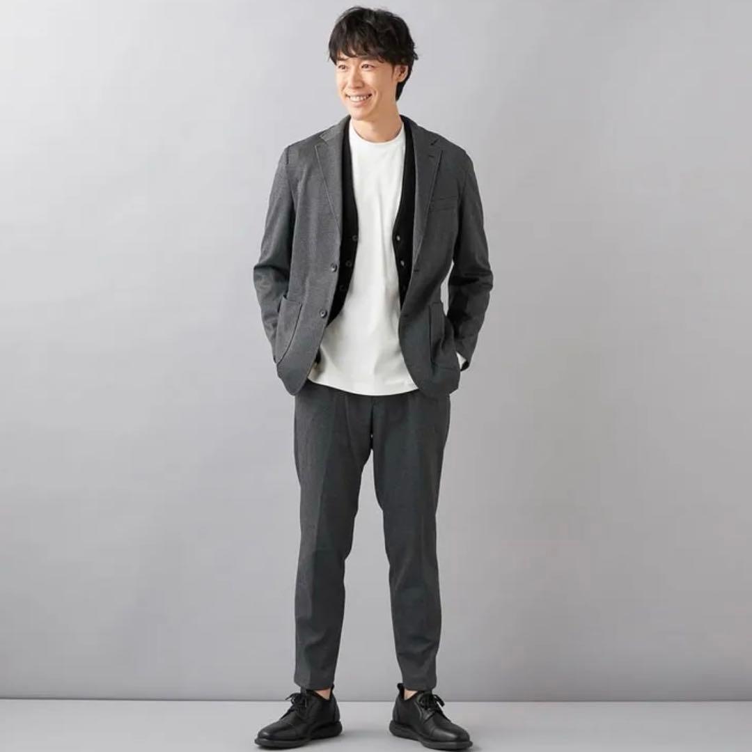 【未使用タグ付】パジャマスーツプリントジャージセット 千鳥格子 グレーゆったりL