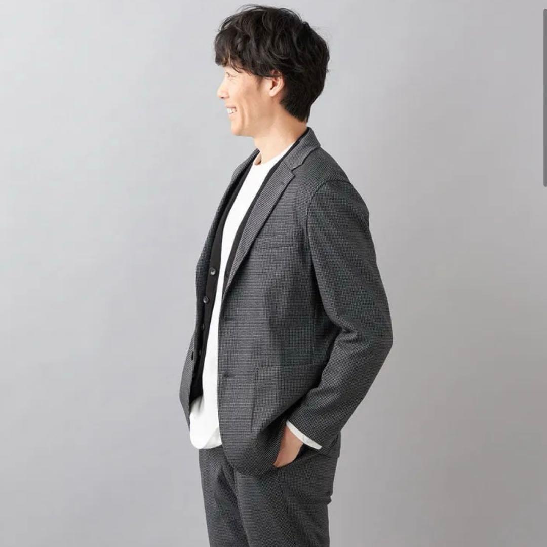 【未使用タグ付】パジャマスーツプリントジャージセット 千鳥格子 グレーゆったりL