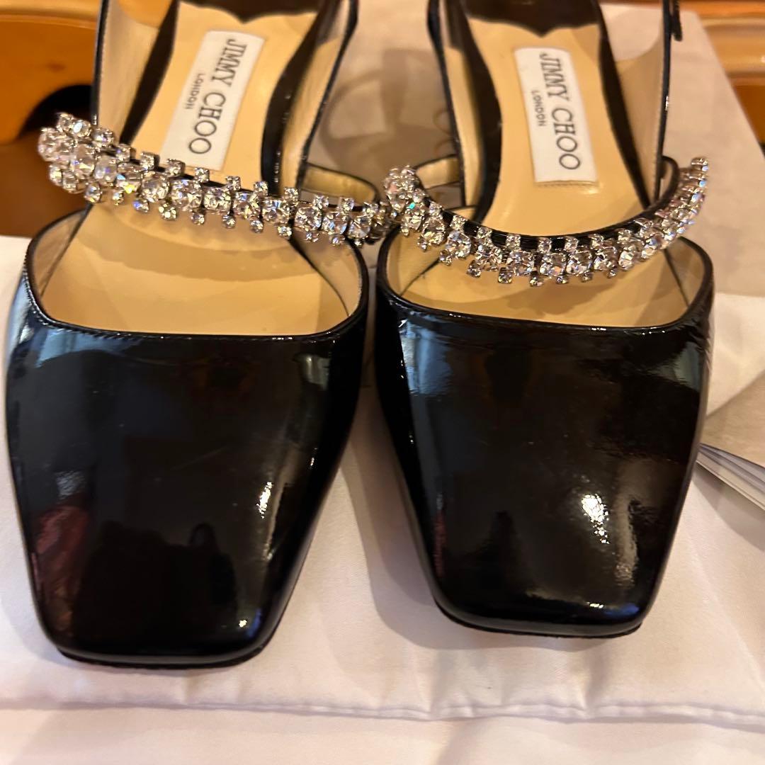 【Jimmy Choo】美品　22cm ブラックビジュー ミュール　スタッズ