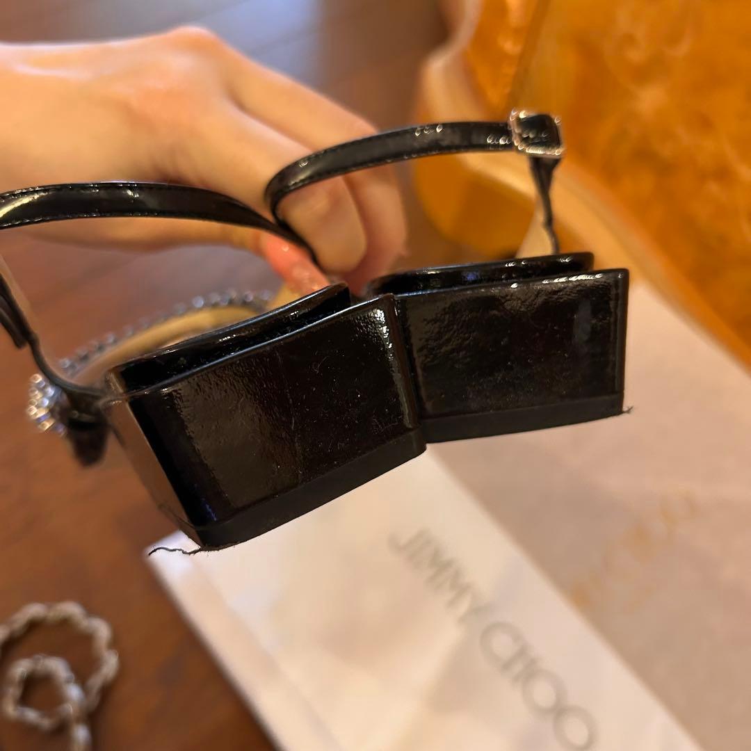 【Jimmy Choo】美品　22cm ブラックビジュー ミュール　スタッズ