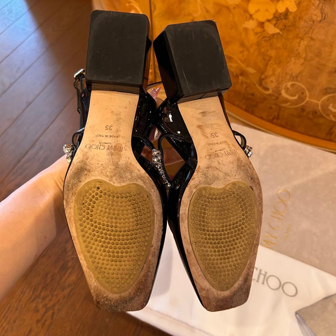 【Jimmy Choo】美品　22cm ブラックビジュー ミュール　スタッズ