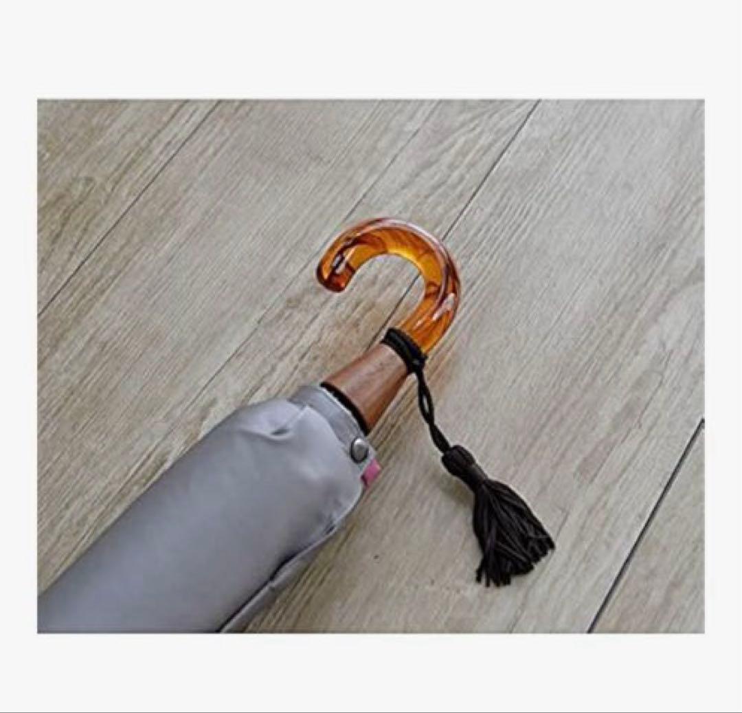 55ｃｍ 甲州織両面 無地 雨晴兼用 べっ甲風手元 ２段折りたたみ傘 小宮商店