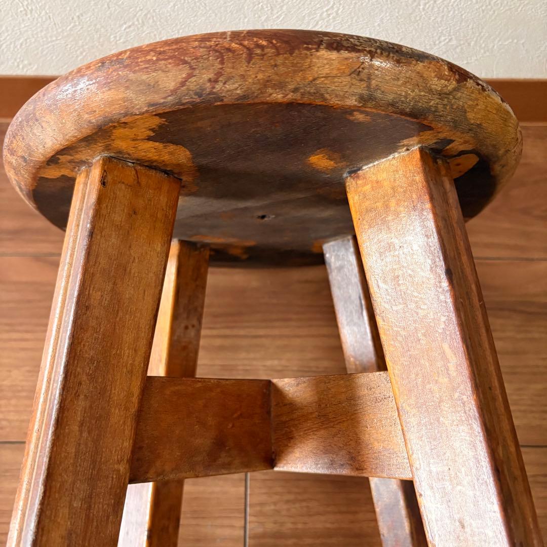 古家具　木製スツール　ヴィンテージ アンティーク　椅子　インテリア　花台