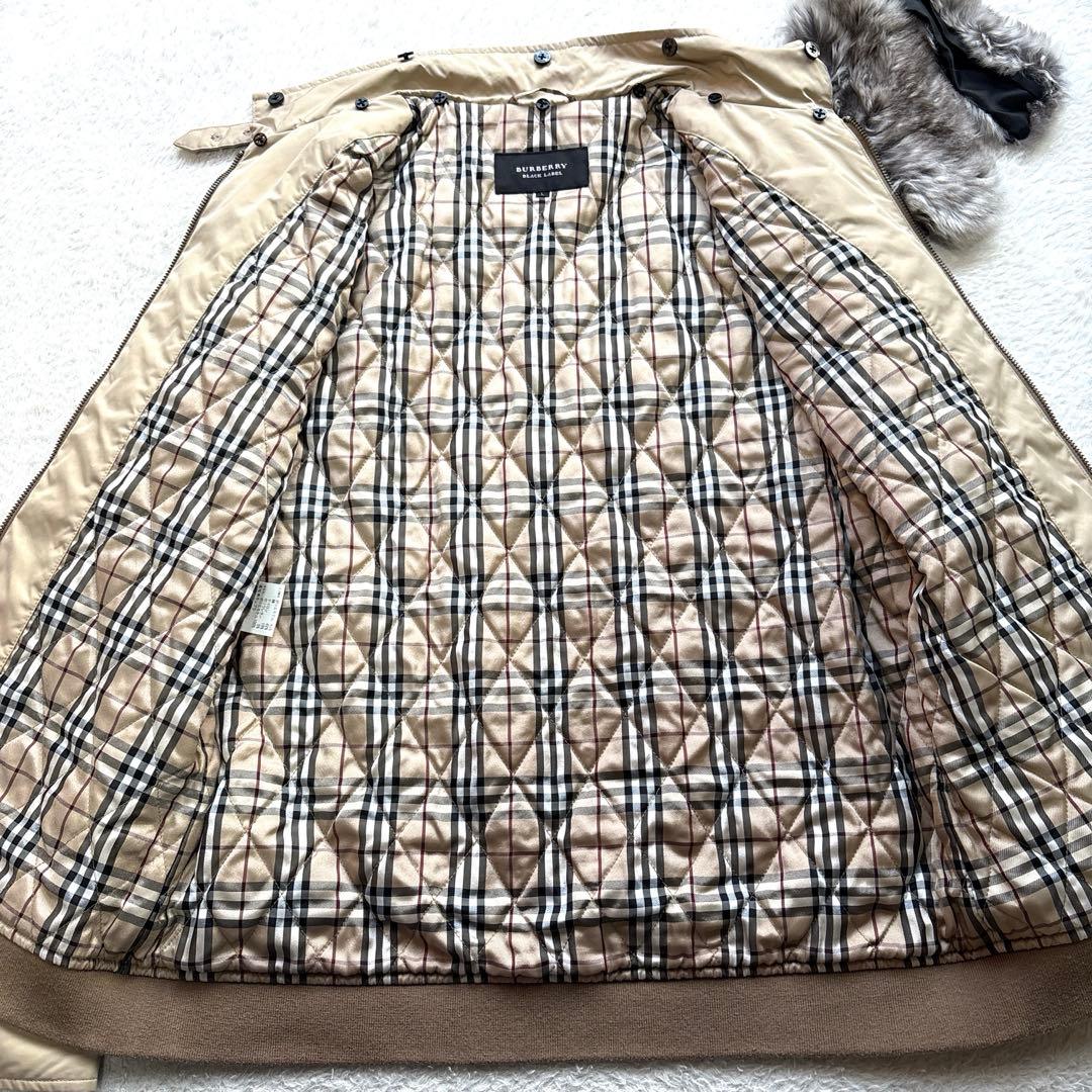 【Ｌサイズ】バーバリーブラックレーベル 中綿 ジャケット ラビットファー
