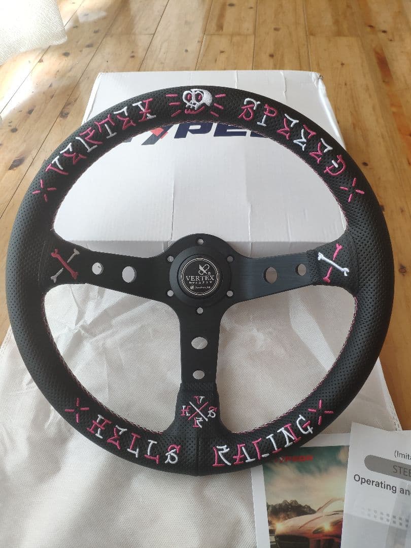 新品・未使用 VERTEX SPEEED パンチ革 シルバー＆ピンクステアリング