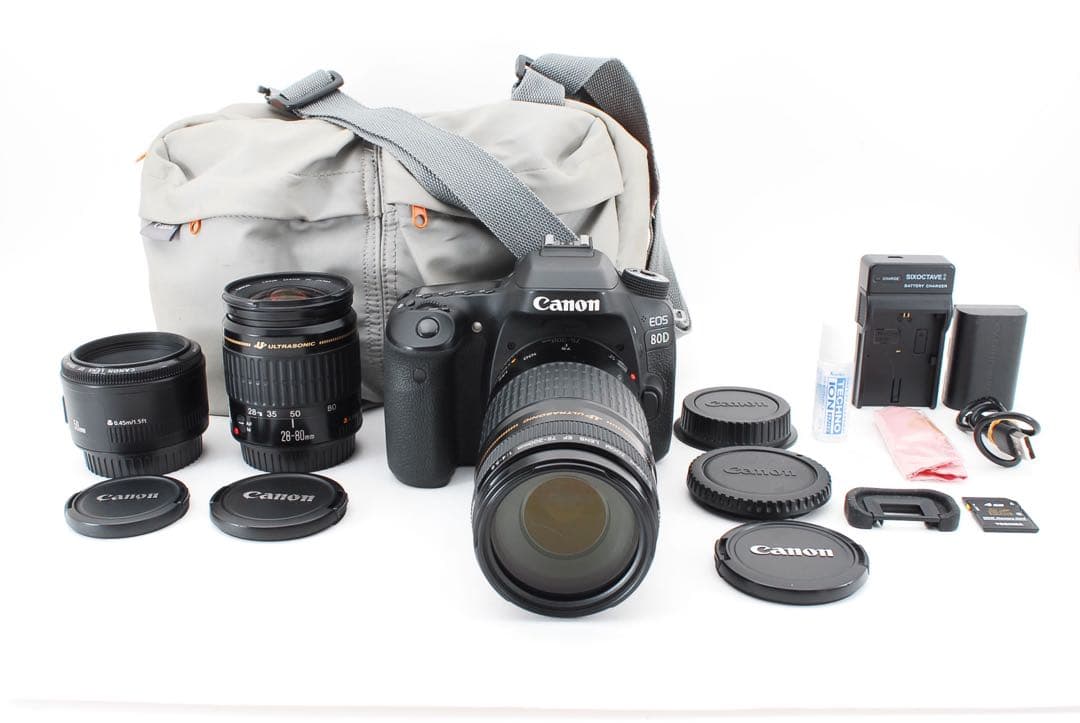 Canon EOS 80D一眼レフカメラ標準&望遠&単焦点トリプルレンズセット