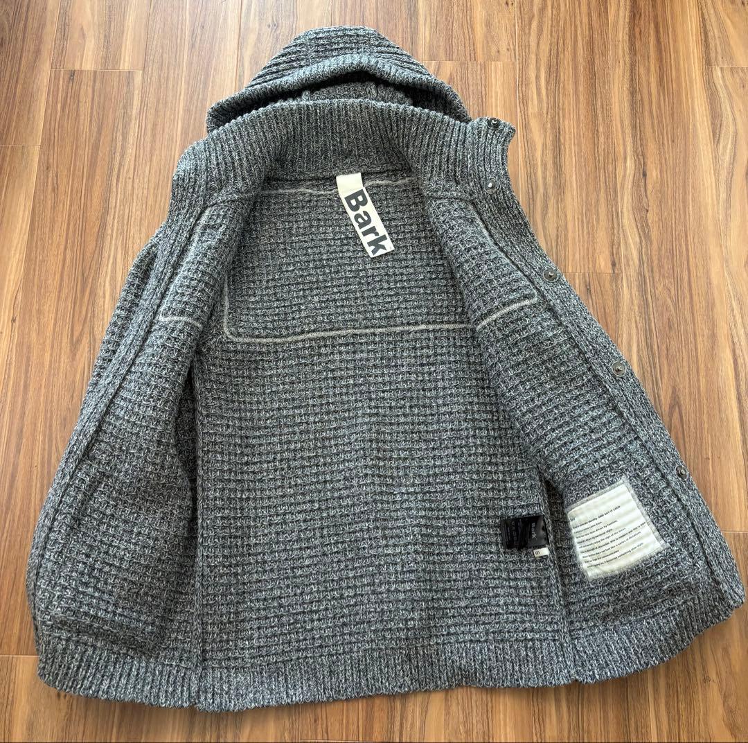Bark フード付きニットダッフルコート グレー S