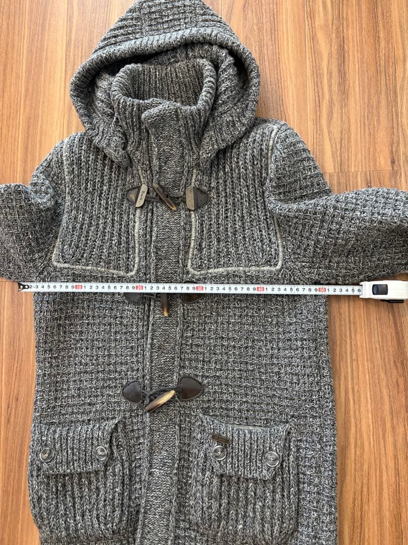 Bark フード付きニットダッフルコート グレー S