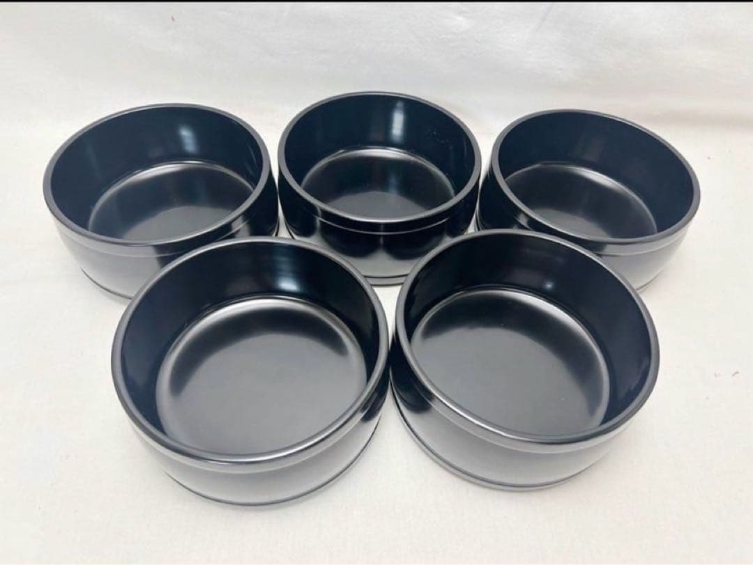 ほぼ未使用 懐石道具 輪島塗 木製漆器 ボタン紋 散寿司桶 5客揃 共箱