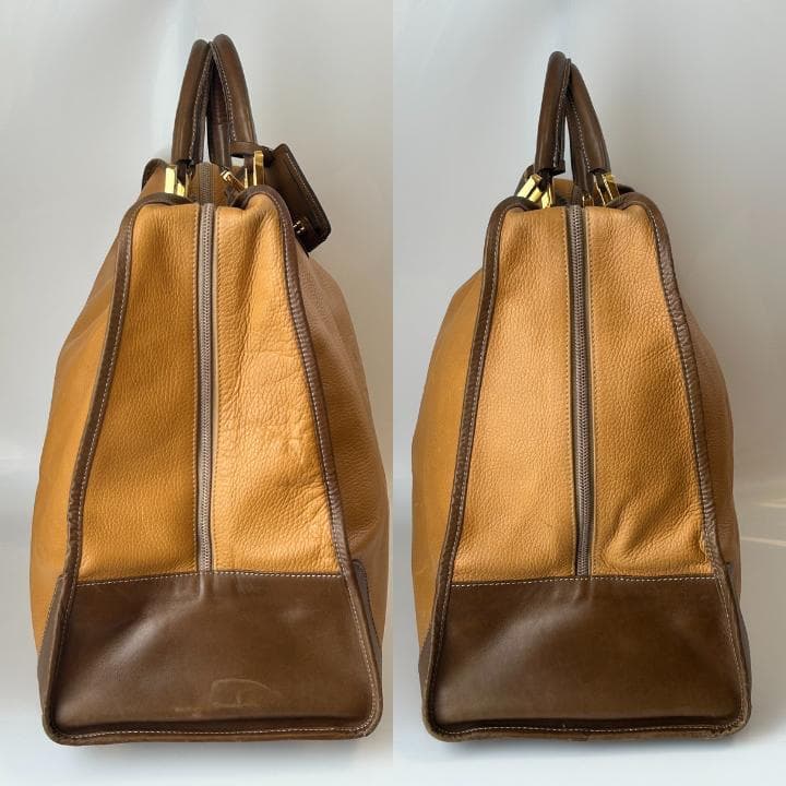 LOEWE ロエベ アナグラム レザー ボストンバッグ ブラウン系 50cm