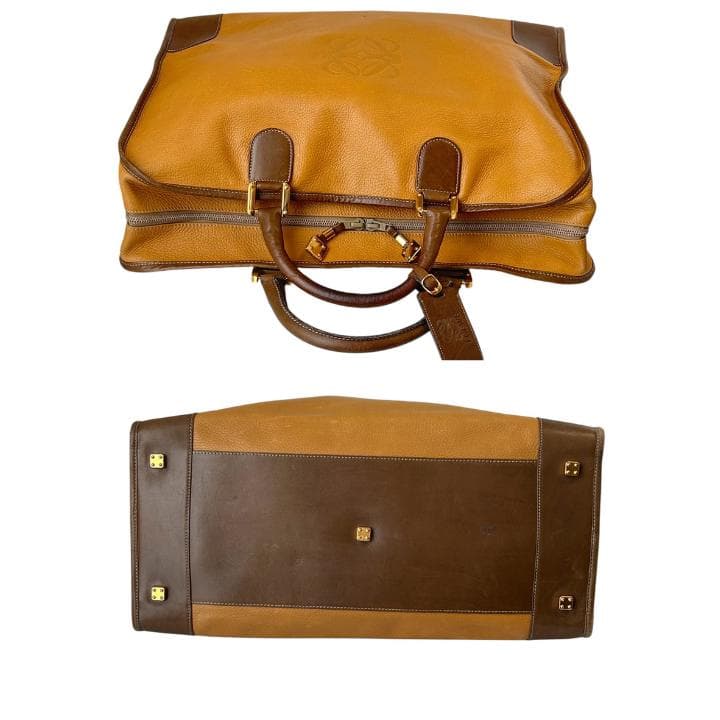 LOEWE ロエベ アナグラム レザー ボストンバッグ ブラウン系 50cm