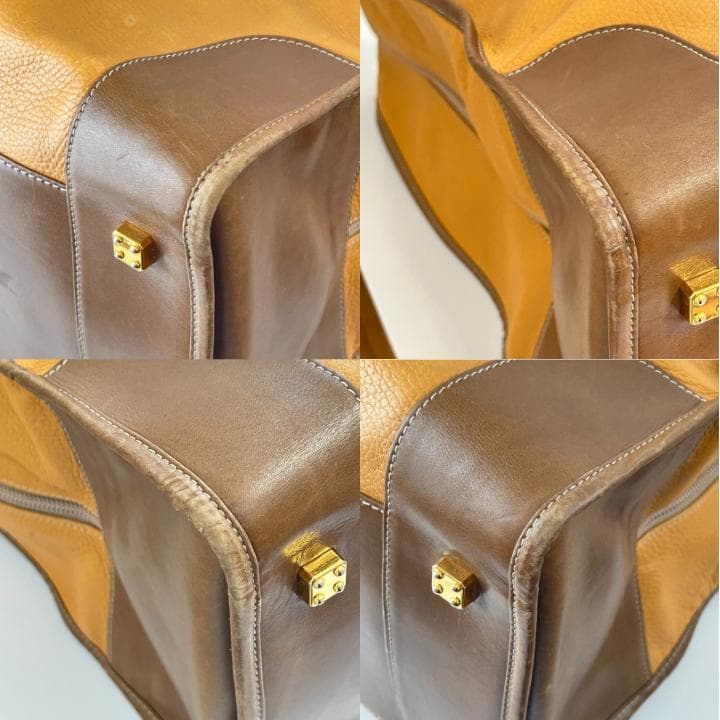 LOEWE ロエベ アナグラム レザー ボストンバッグ ブラウン系 50cm