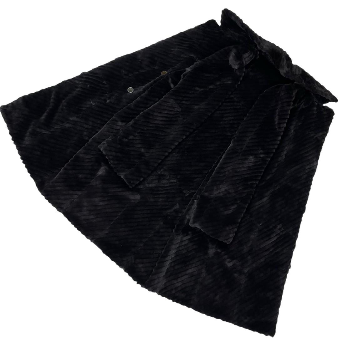 総丈111cm 近代デザイン ミンクロングコート ブラック リバーシブル