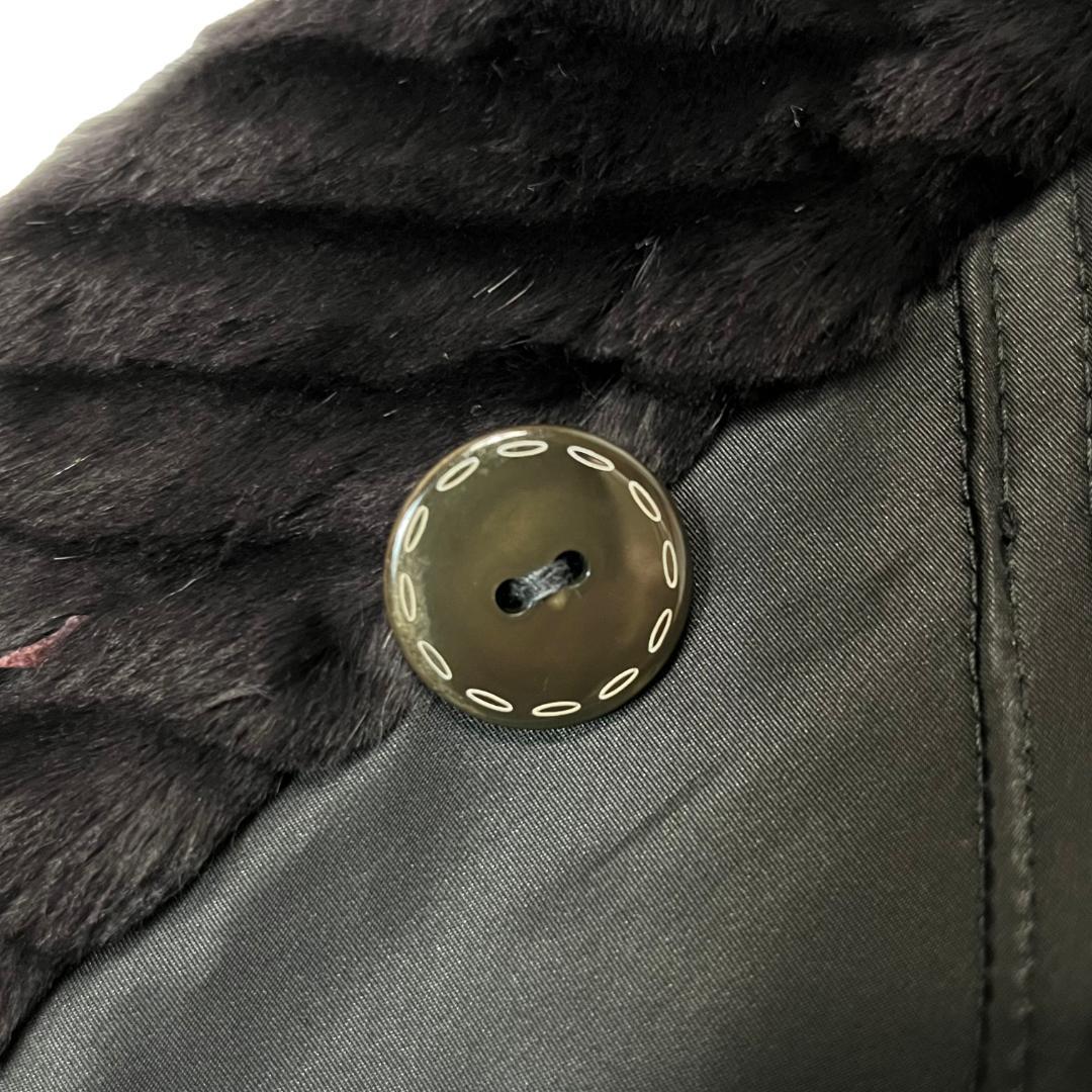 総丈111cm 近代デザイン ミンクロングコート ブラック リバーシブル