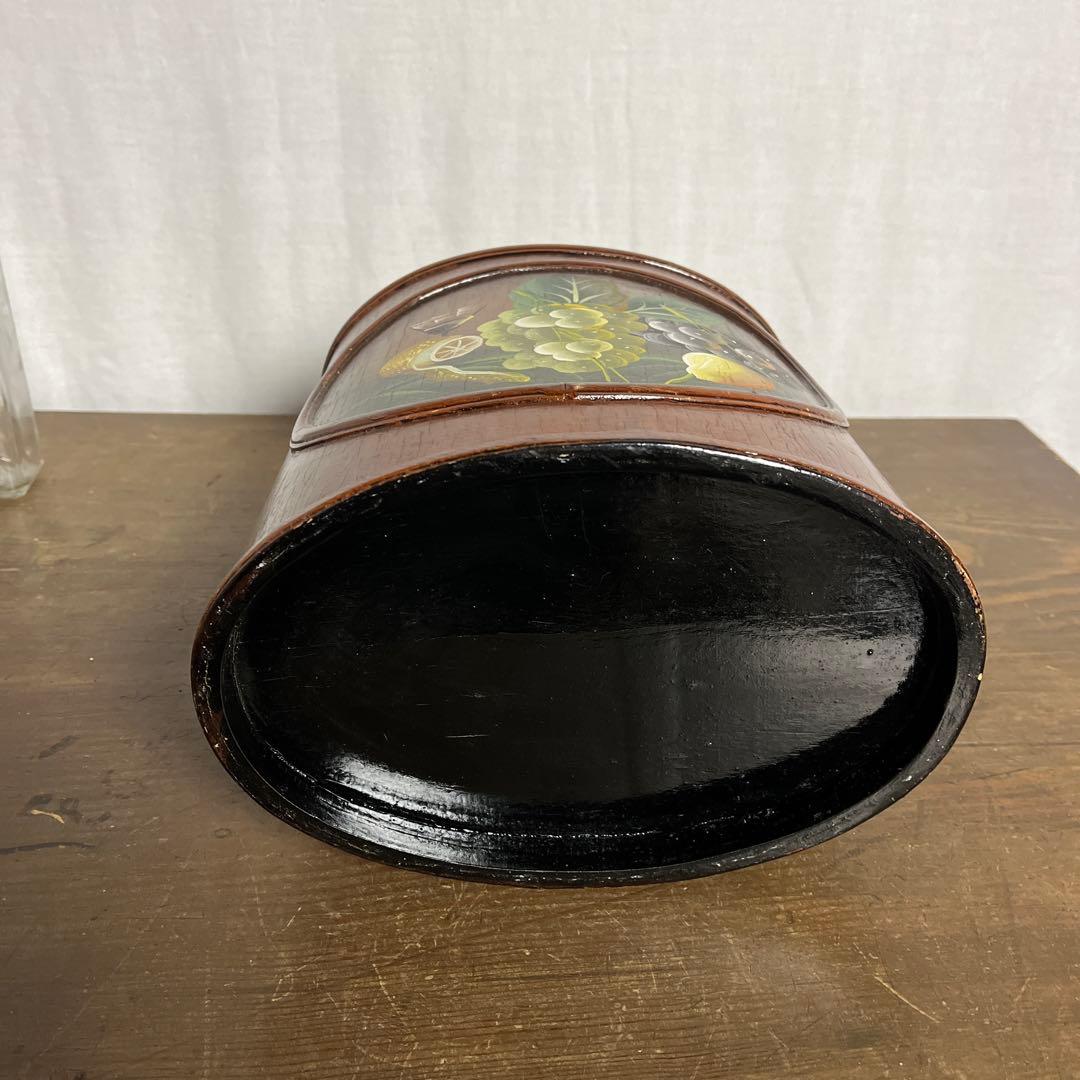 ヨーロッパ雑貨 アンティーク◾️トールペイント 木製ゴミ箱 ダストボックス 屑カゴ