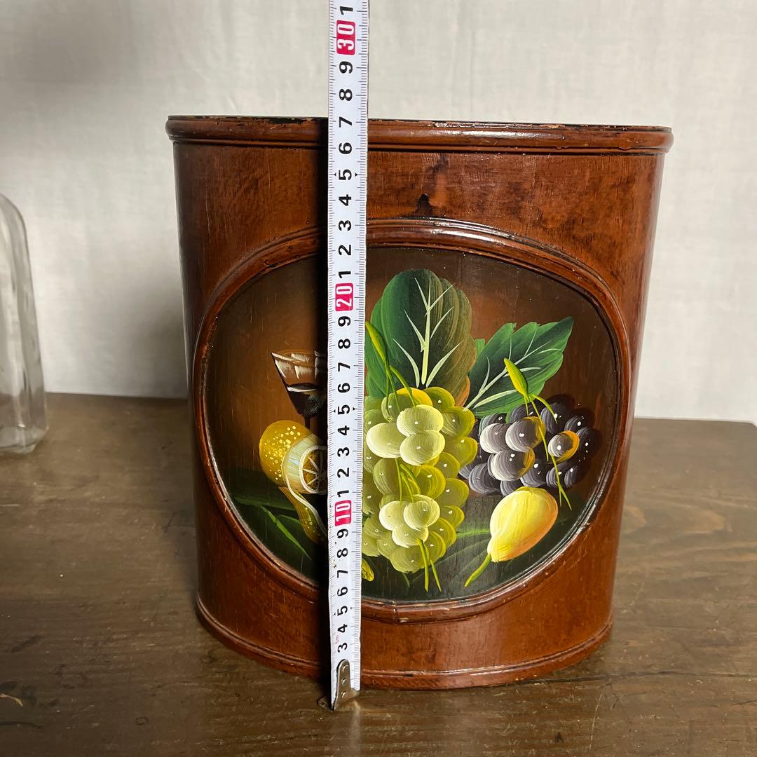 ヨーロッパ雑貨 アンティーク◾️トールペイント 木製ゴミ箱 ダストボックス 屑カゴ