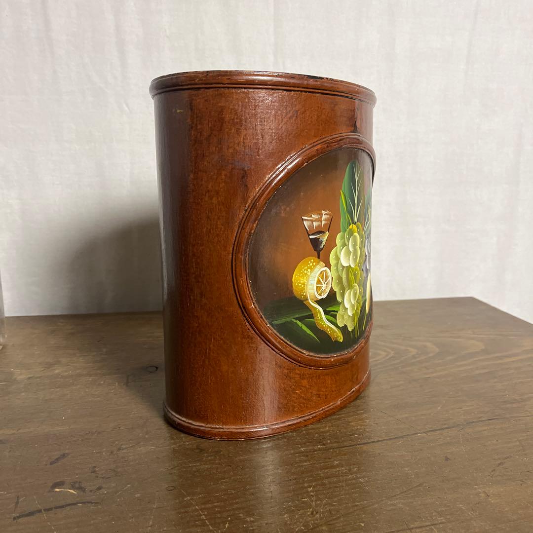 ヨーロッパ雑貨 アンティーク◾️トールペイント 木製ゴミ箱 ダストボックス 屑カゴ