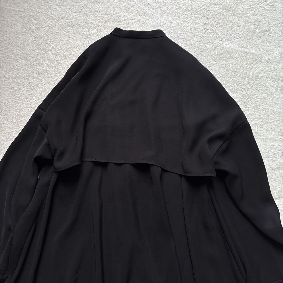 ENFOLD エンフォルド PEツイル フレアシャツ ブラウス ブラック 38