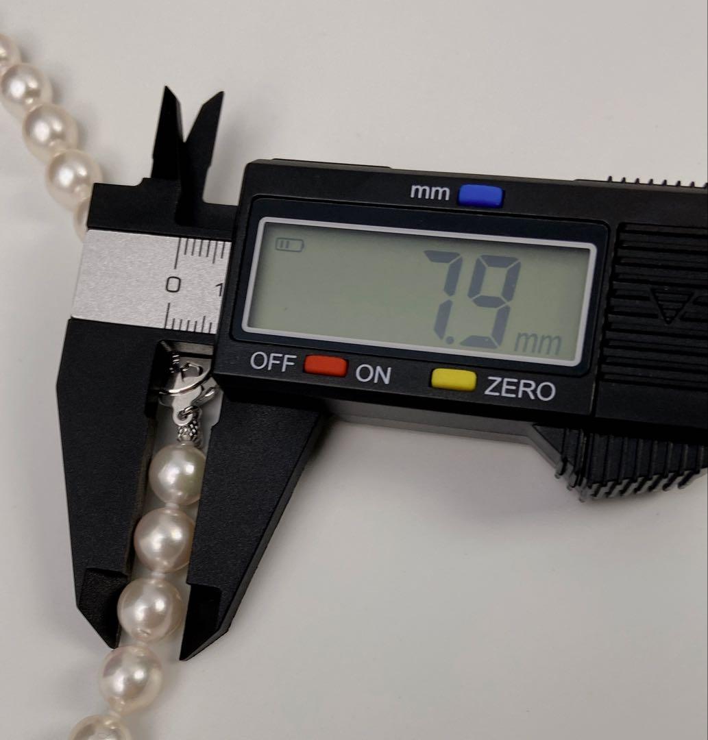 【テリ強 大珠】あこや真珠 約8mm パール ネックレス SV 本真珠