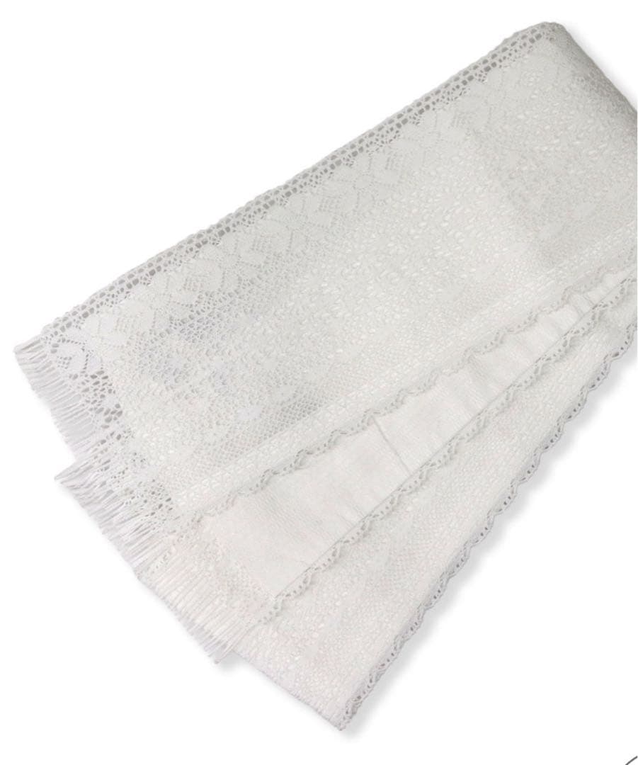 撫松庵　レース　半幅帯　ホワイト