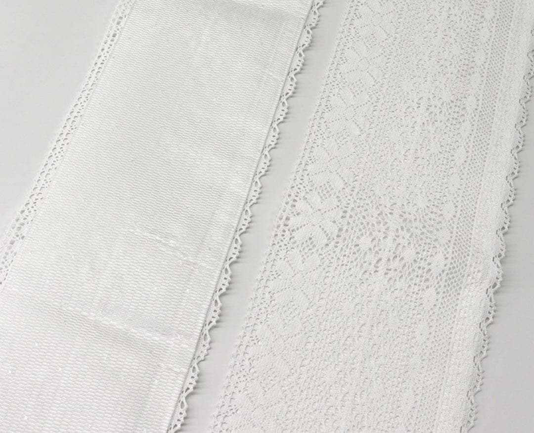 撫松庵　レース　半幅帯　ホワイト