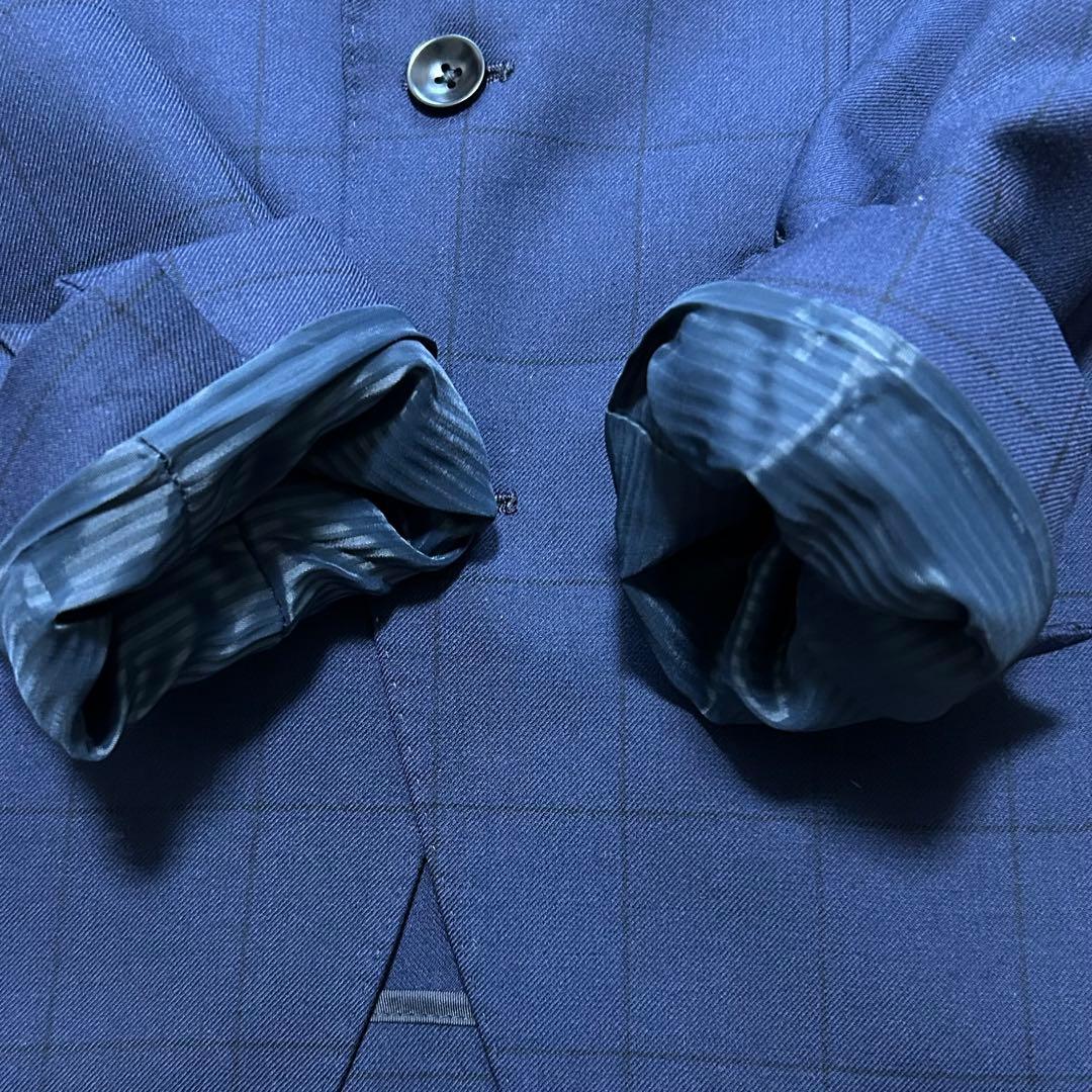 SUIT SELECT スリーピーススーツ (A4) 紺色 ウィンドウペーン柄