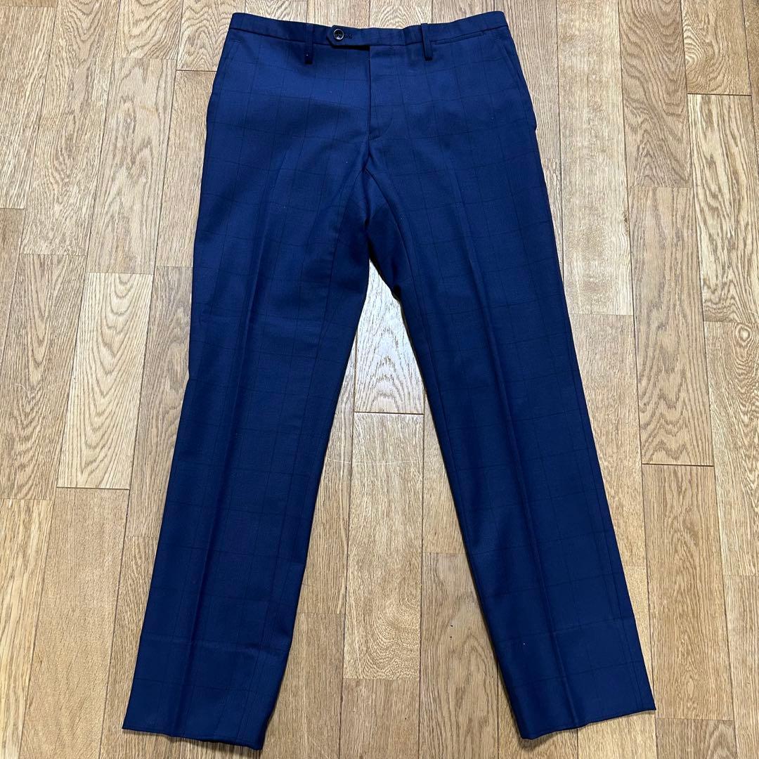 SUIT SELECT スリーピーススーツ (A4) 紺色 ウィンドウペーン柄